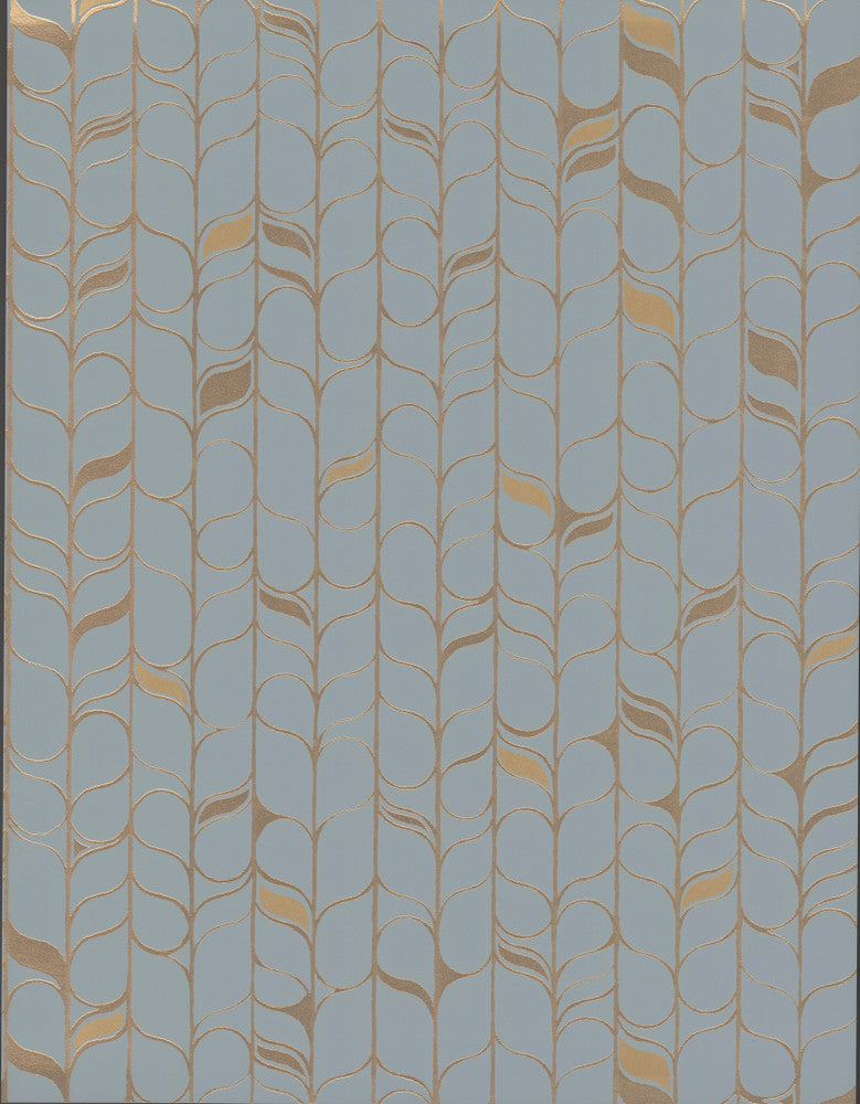 Perfect Petals Blue & Gold Wallpaper by Candice Olson Designer Candice Olson Modern Nature 2nd Edition Covers about 56.8 square feet 20.8-in by 32.79-ft long roll Unpasted 20.8 - Swanky Fabrics -