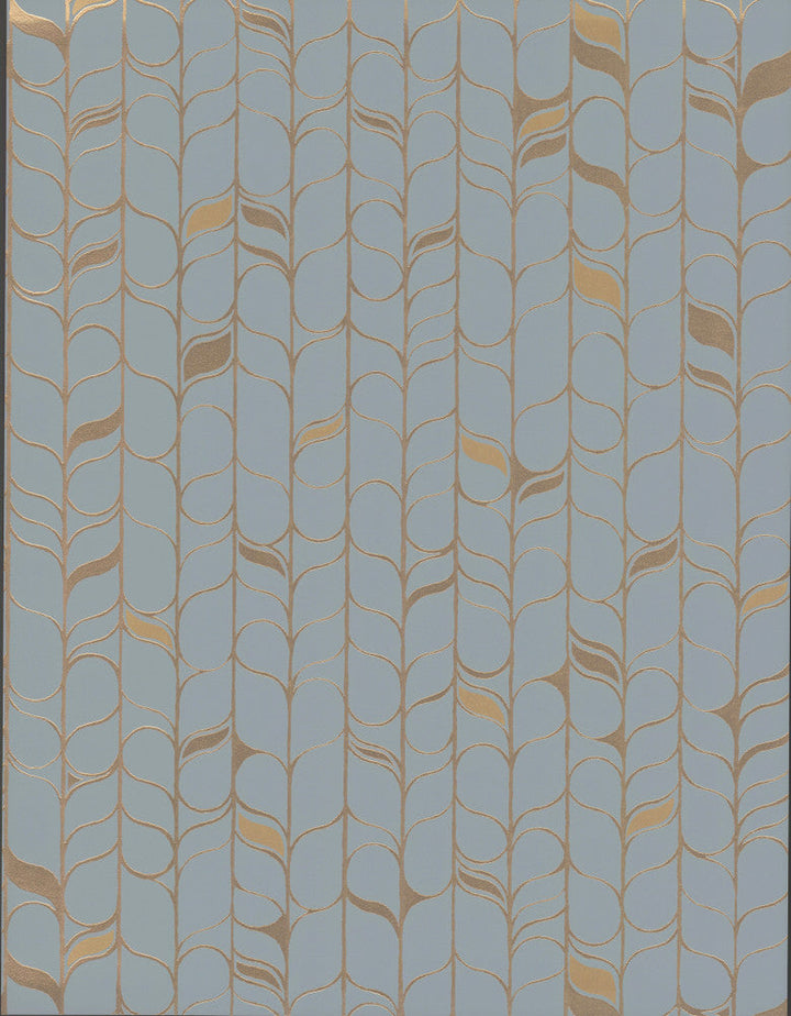 Perfect Petals Blue & Gold Wallpaper by Candice Olson Designer Candice Olson Modern Nature 2nd Edition Covers about 56.8 square feet 20.8-in by 32.79-ft long roll Unpasted 20.8 - Swanky Fabrics -