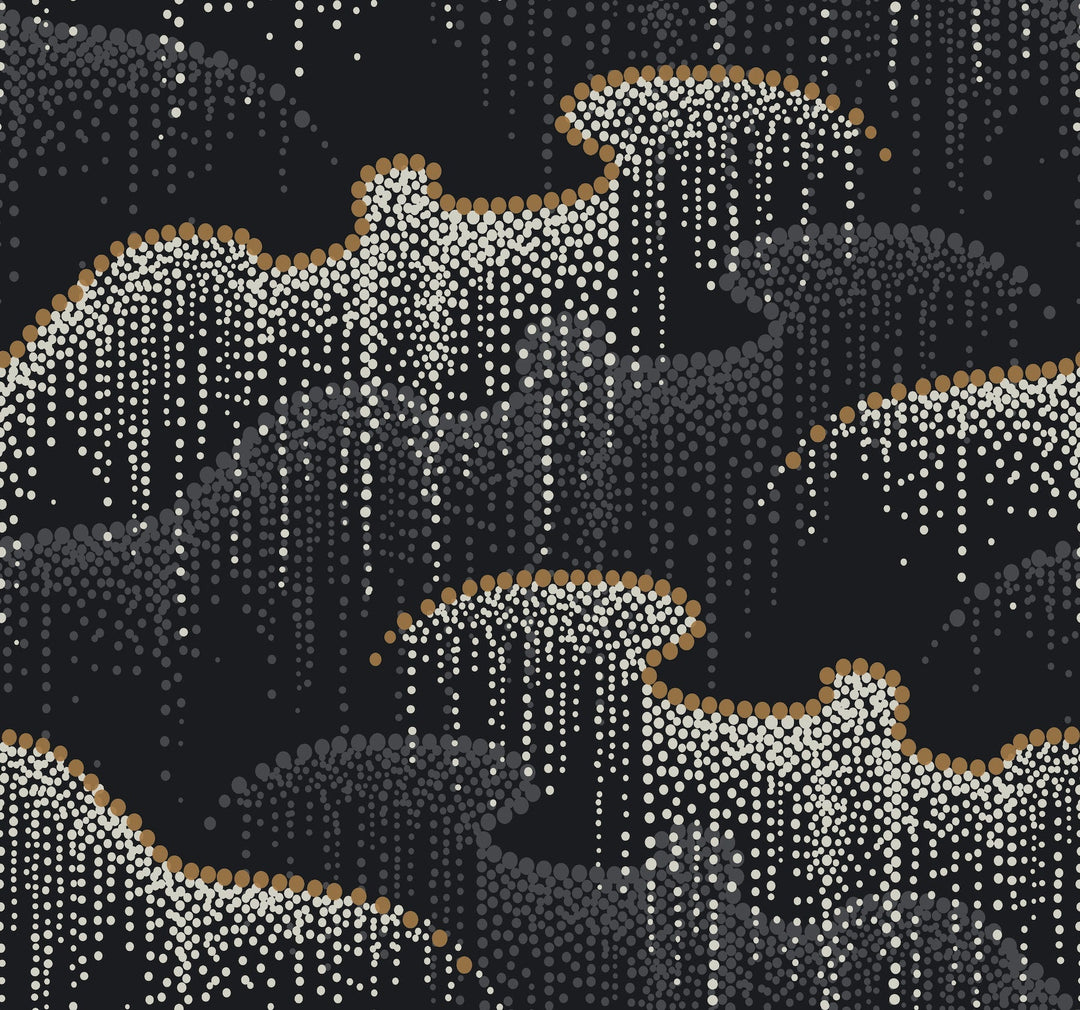 Moonlight Pearls Black Wallpaper by Candice Olson Designer