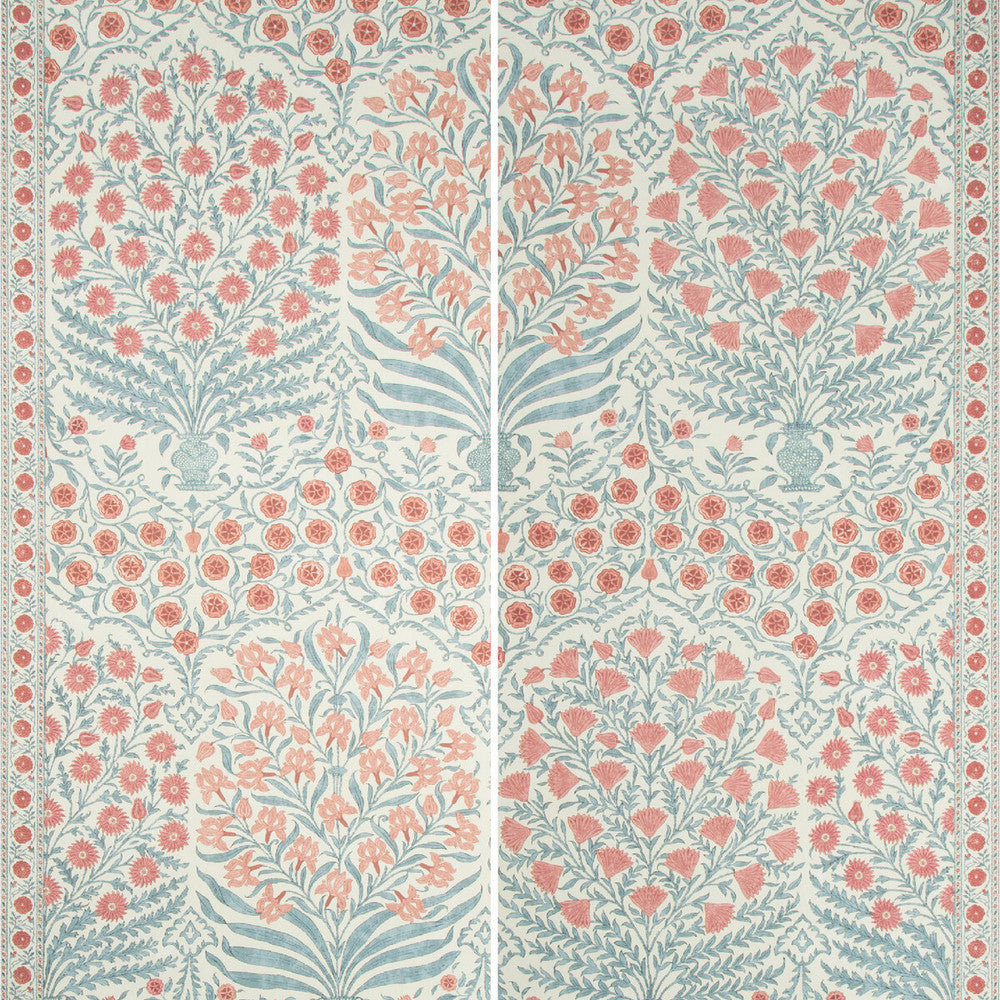 Sameera Paper Red/Blue by Lee Jofa Designer Wallcovering OSCAR DE LA RENTA WALLPAPER CELLULOSE - 75%;POLYESTER - 25% United States Horizontal: 54 and Vertical: 62 54 - Swanky Fabrics -