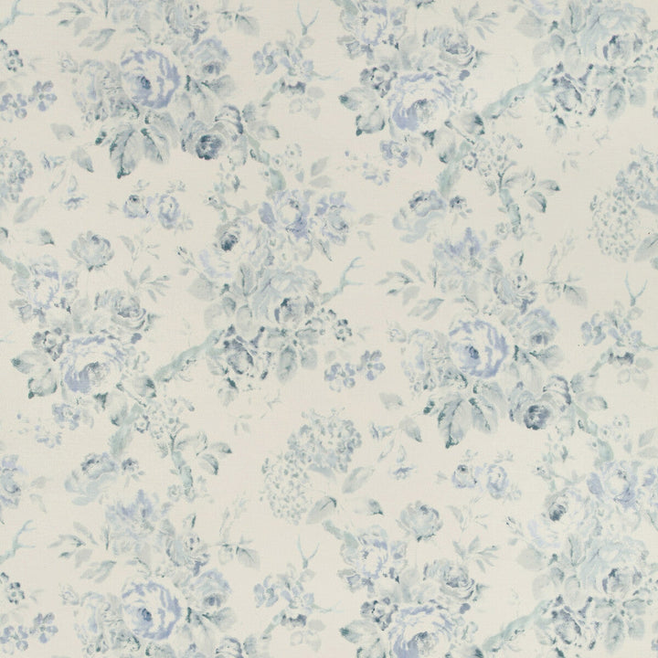 Garden Roses Wp Aqua/Blue by Lee Jofa Designer Wallcovering SUZANNE RHEINSTEIN III LINEN - 80%;ACRYLIC - 20% Italy Horizontal: 34.25 and Vertical: 27.81 34.25 - Swanky Fabrics -