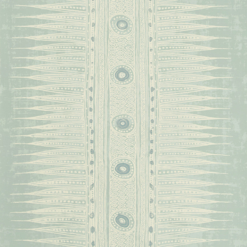 Indian Zag Paper Aqua by Lee Jofa Designer Wallcovering SUZANNE RHEINSTEIN III PAPER - 100% United States Horizontal: 27 and Vertical: 26.875 27 - Swanky Fabrics -
