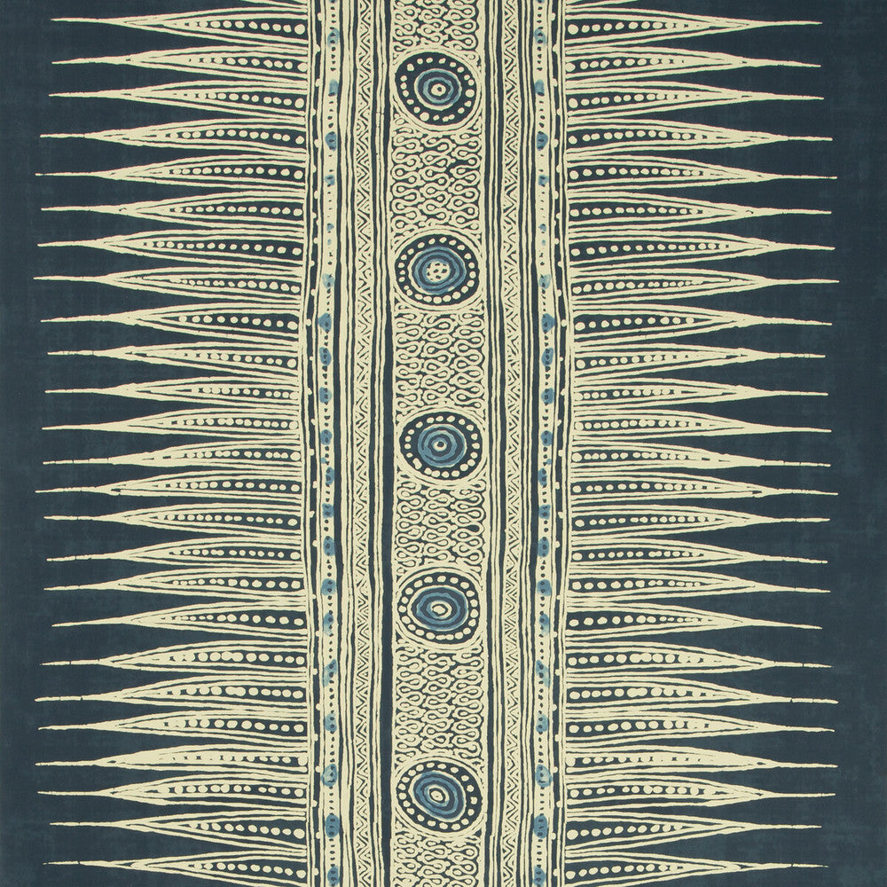 Indian Zag Paper Indigo by Lee Jofa Designer Wallcovering SUZANNE RHEINSTEIN III PAPER - 100% United States - Horizontal: 27 and Vertical: 26.875 27 - Swanky Fabrics -