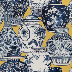 Lee Jofa Wallpaper Pandan Paper Maize/Blue