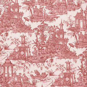 Lee Jofa Wallpaper Pagoda Toile Paper Garnet