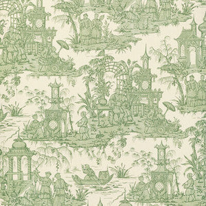Lee Jofa Wallpaper Pagoda Toile Paper Green