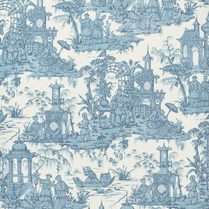 Lee Jofa Wallpaper Pagoda Toile Paper Blue