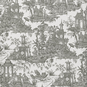 Lee Jofa Wallpaper Pagoda Toile Paper Coal
