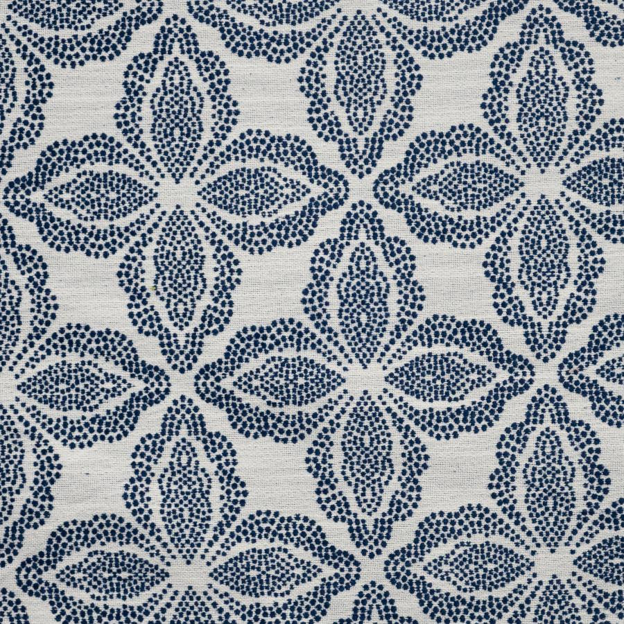 Priory # 601 Delftware by Maxwell Designer Fabric Performance Wovens-Vol. Vii Bluejay 100% UV POLYESTER USA V-9.8" H-9.4" 55" - Swanky Fabrics -