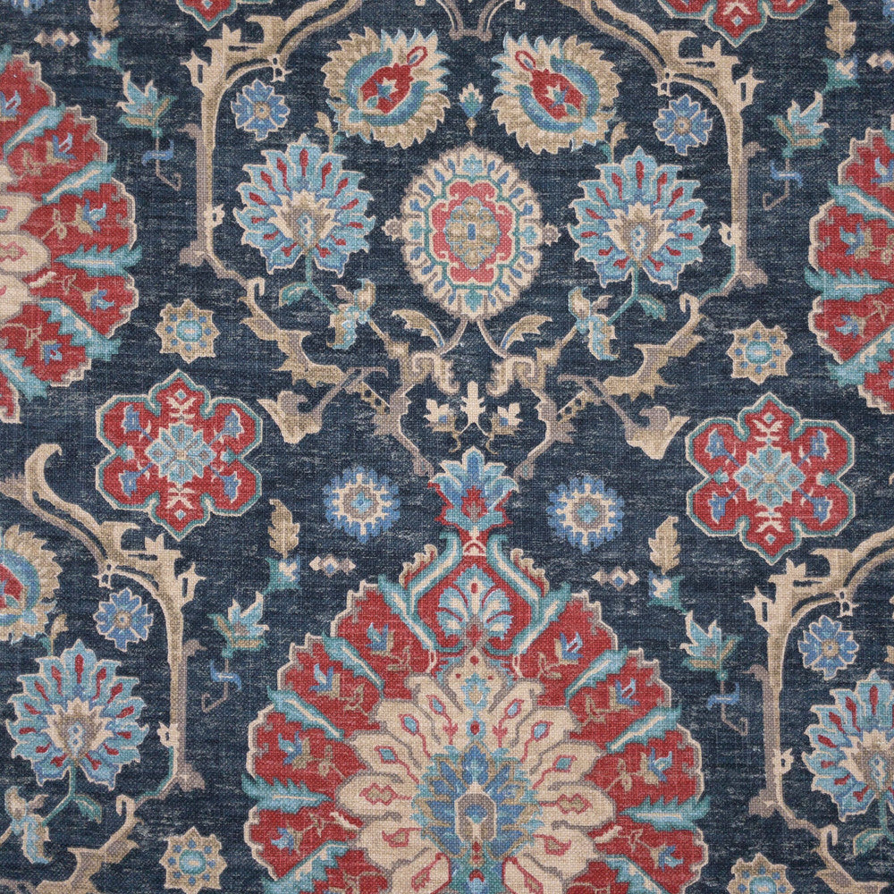 Pamp 3 Colonial by Stout Designer Fabric COMFORTABLE LIVING HAZE/NAVY 75%COT 25%LIN PAKISTAN Horizontal: 27.125 and Vertical: 25.250 55 in - Swanky Fabrics -