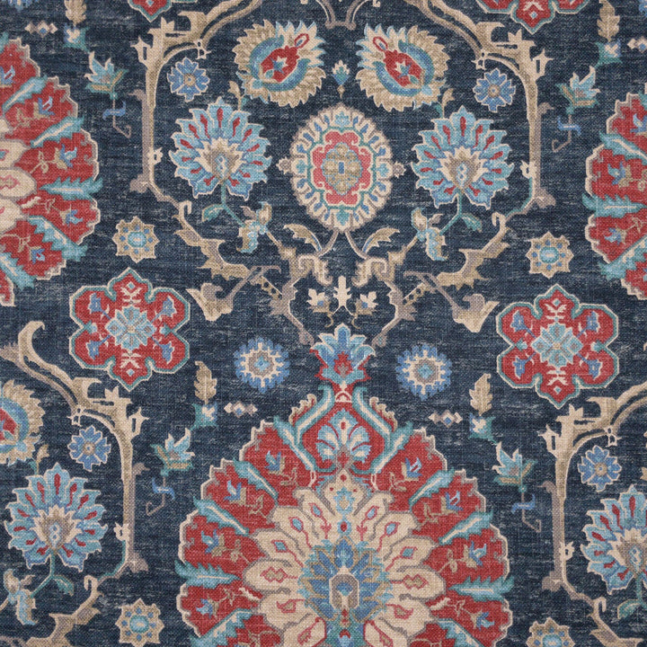 Pamp 3 Colonial by Stout Designer Fabric COMFORTABLE LIVING HAZE/NAVY 75%COT 25%LIN PAKISTAN Horizontal: 27.125 and Vertical: 25.250 55 in - Swanky Fabrics -