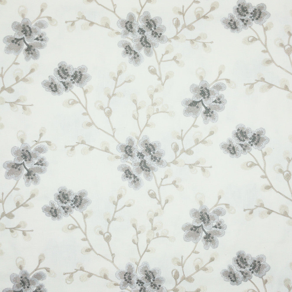 Peaceful 1 Platinum by Stout Designer Fabric COMFORTABLE LIVING LINEN/SHADOW 52%COT 48%POL %REMB INDIA Horizontal: 26.375 and Vertical: 9.250 53 in - Swanky Fabrics -
