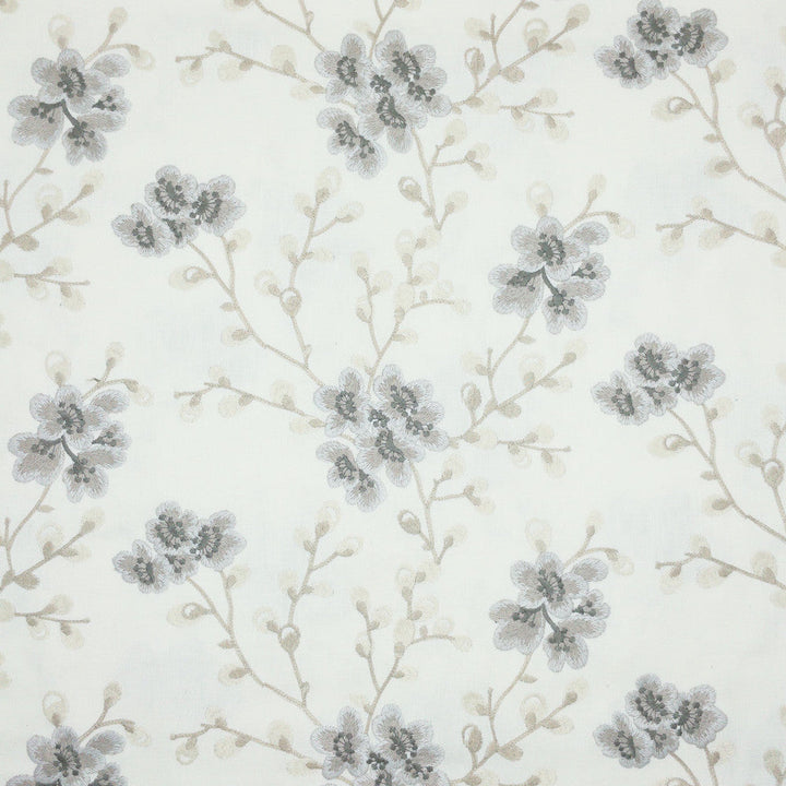 Peaceful 1 Platinum by Stout Designer Fabric COMFORTABLE LIVING LINEN/SHADOW 52%COT 48%POL %REMB INDIA Horizontal: 26.375 and Vertical: 9.250 53 in - Swanky Fabrics -