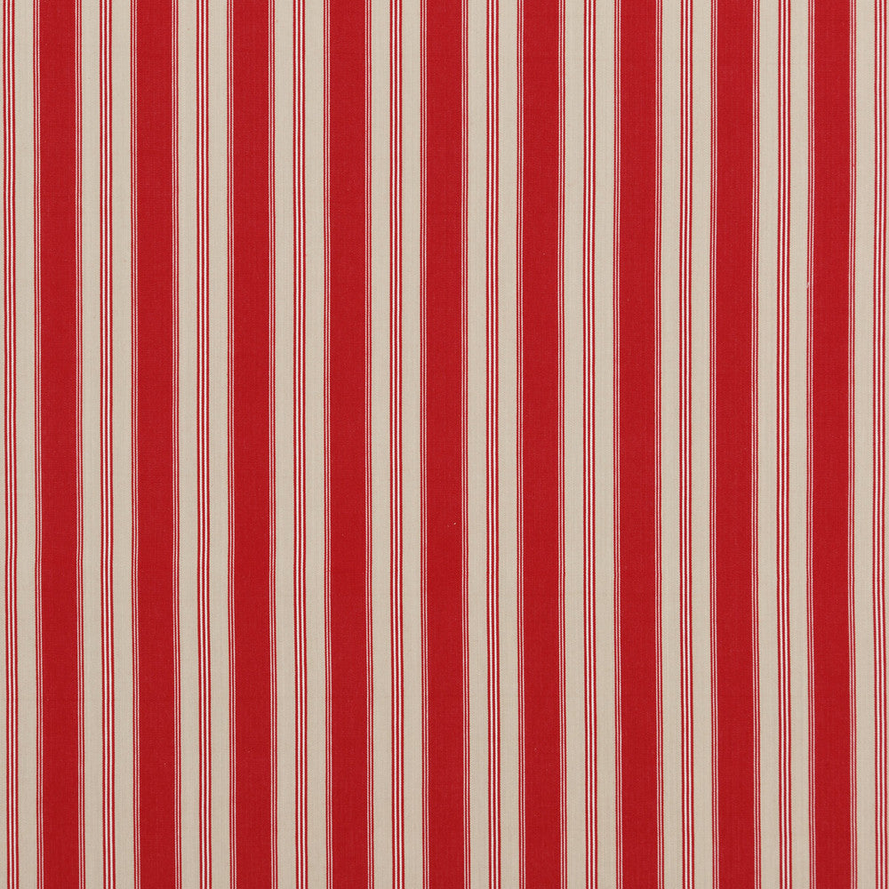 Tango Ticking Red by Baker Lifestyle Designer Fabric CARNIVAL COTTON - 100% India HEAVY Horizontal: 3.94 and Vertical: 53.978 - Swanky Fabrics -