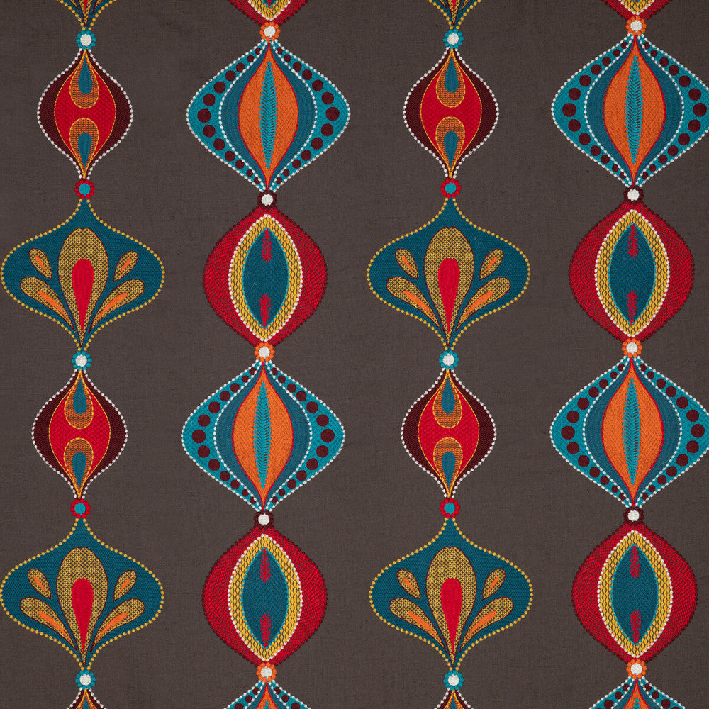 Viva Teal/Spice by Baker Lifestyle Designer Fabric FIESTA POLYESTER - 40%;LINEN - 35%;COTTON - 25% India - Horizontal: 17.336 and Vertical: 14.972 52.008 - Swanky Fabrics -