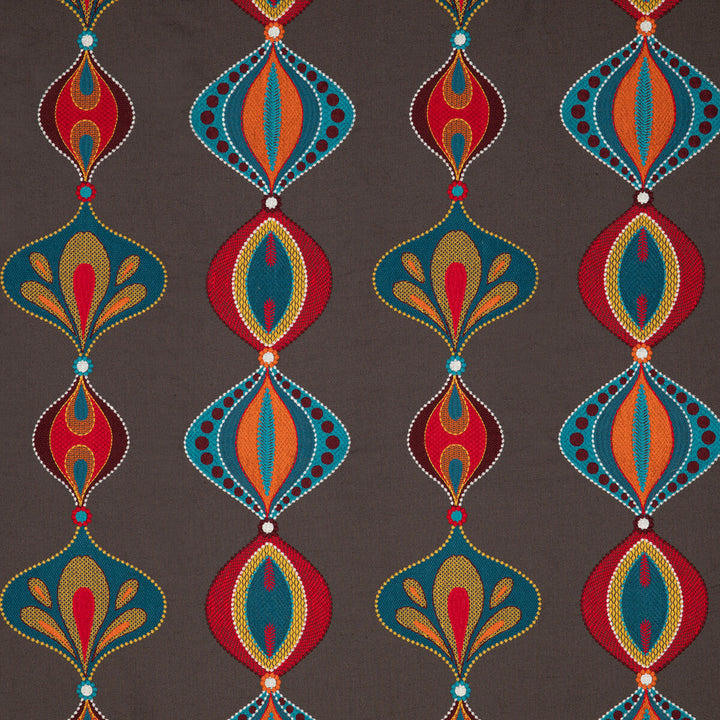 Viva Teal/Spice by Baker Lifestyle Designer Fabric FIESTA POLYESTER - 40%;LINEN - 35%;COTTON - 25% India - Horizontal: 17.336 and Vertical: 14.972 52.008 - Swanky Fabrics -