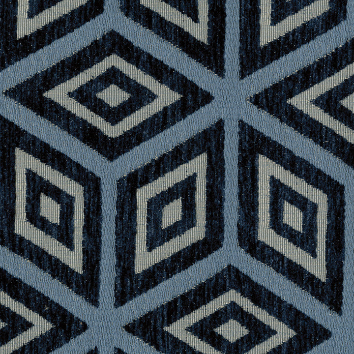 Parfait 38 Indigo by ABBEYSHEA Designer Fabric 100% Polyester China 31,000 Double Rubs (Wyzenbeek) </p><p>Repeat: Horizontal: 6.75" (17.15 cm) Up the Roll and Vertical: 3.75" (9.52 cm) Across the Roll 55" (140 cm) - Swanky Fabrics -