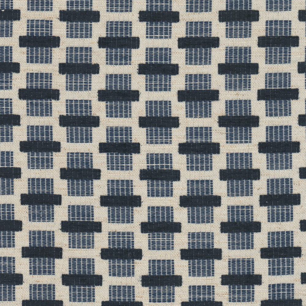 Philena 1 Ocean by Stout Designer Fabric LIVING IS EASY DELFT/INDIGO 95%POL 5%LIN CHINA MARTINDALE WEAR TEST (50 000 CIRCULAR RUBS) Horizontal: 2.000 and Vertical: 1.250 56 in - Swanky Fabrics -