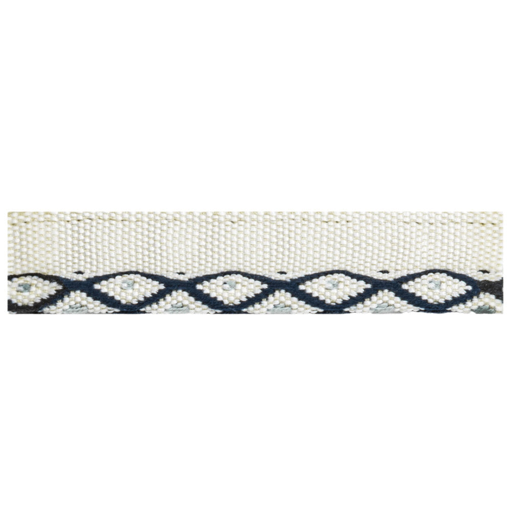 Pinto 1 Indigo by Stout Trim Stout Trim Pinto 1 IndigoTrim VISIONS OF COLOR TRIM TURKEY </p><p>Repeat: H: 0.875, V: 0.000 0.38 in - Fabric Carolina -
