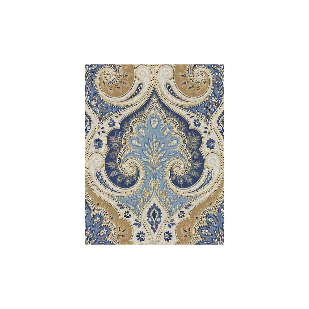 Latika Indigo/Cashew by Baker Lifestyle Designer Fabric THE ECHO DESIGN COLLECTION LINEN - 100% China MEDIUM Horizontal: 13.5 and Vertical: 18 54.5 - Swanky Fabrics -