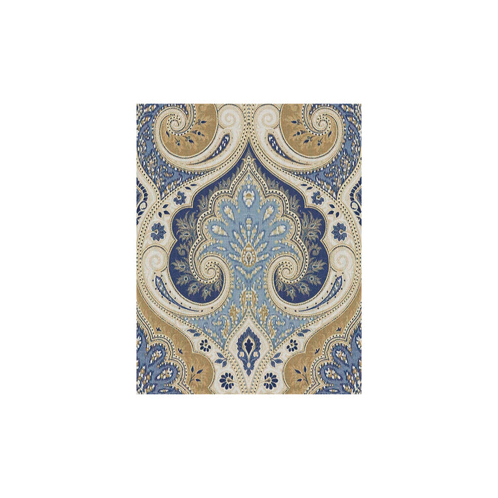 Latika Indigo/Cashew by Baker Lifestyle Designer Fabric THE ECHO DESIGN COLLECTION LINEN - 100% China MEDIUM Horizontal: 13.5 and Vertical: 18 54.5 - Swanky Fabrics -