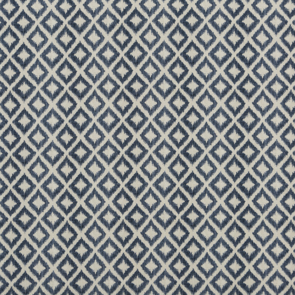 Salsa Diamond Indigo by Baker Lifestyle Designer Fabric CARNIVAL COTTON - 90%;LINEN - 10% United Kingdom HEAVY Horizontal: 6.698 and Vertical: 7.88 53.978 - Swanky Fabrics -