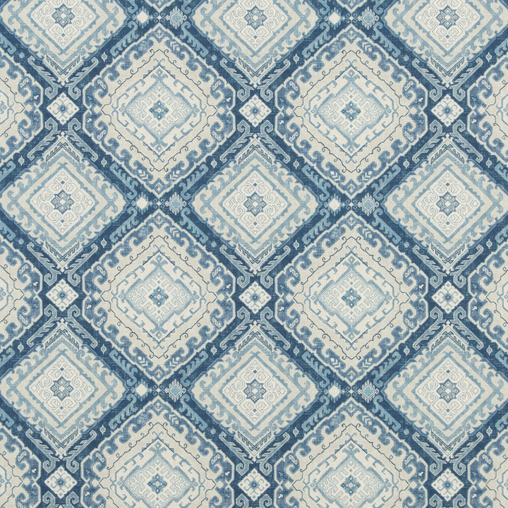 Rozel Indigo by Baker Lifestyle Designer Fabric CARNIVAL COTTON - 90%;LINEN - 10% United Kingdom HEAVY Horizontal: 13.593 and Vertical: 13.396 54.372 - Swanky Fabrics -
