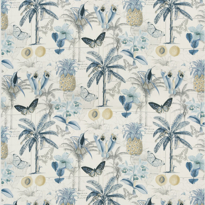 Orinoco Blue by Baker Lifestyle Designer Fabric CARNIVAL COTTON - 90%;LINEN - 10% United Kingdom HEAVY Horizontal: 35.854 and Vertical: 35.066 53.978 - Swanky Fabrics -