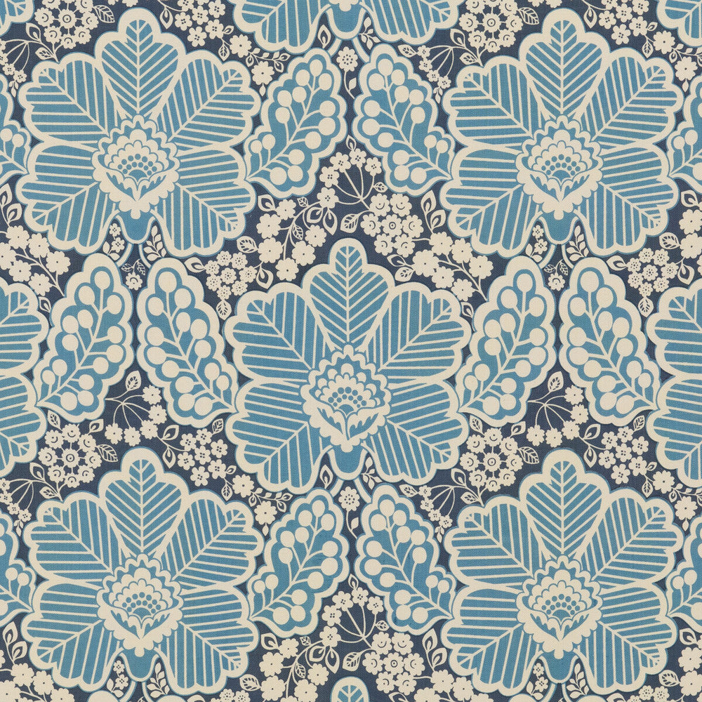 Arbour Indigo by Baker Lifestyle Designer Fabric BLOCK PARTY COTTON - 100% India Horizontal: 17.336 and Vertical: 17.73 52.796 - Swanky Fabrics -