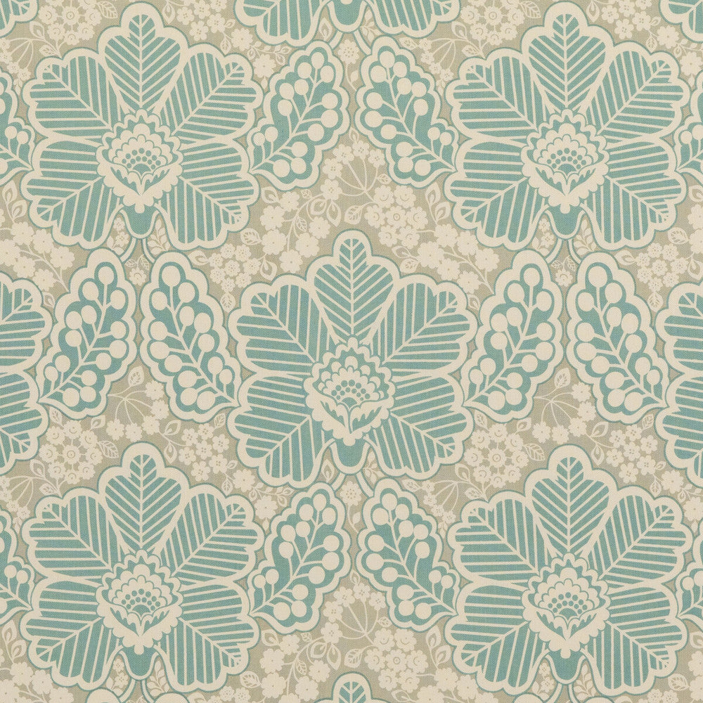 Arbour Aqua by Baker Lifestyle Designer Fabric BLOCK PARTY COTTON - 100% India Horizontal: 17.336 and Vertical: 17.73 52.796 - Swanky Fabrics -