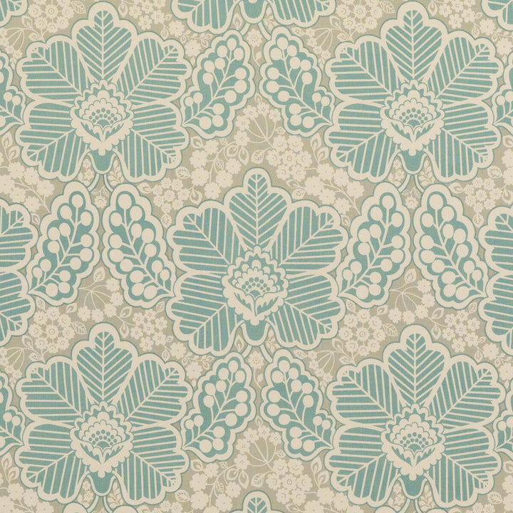 Arbour Aqua by Baker Lifestyle Designer Fabric BLOCK PARTY COTTON - 100% India Horizontal: 17.336 and Vertical: 17.73 52.796 - Swanky Fabrics -