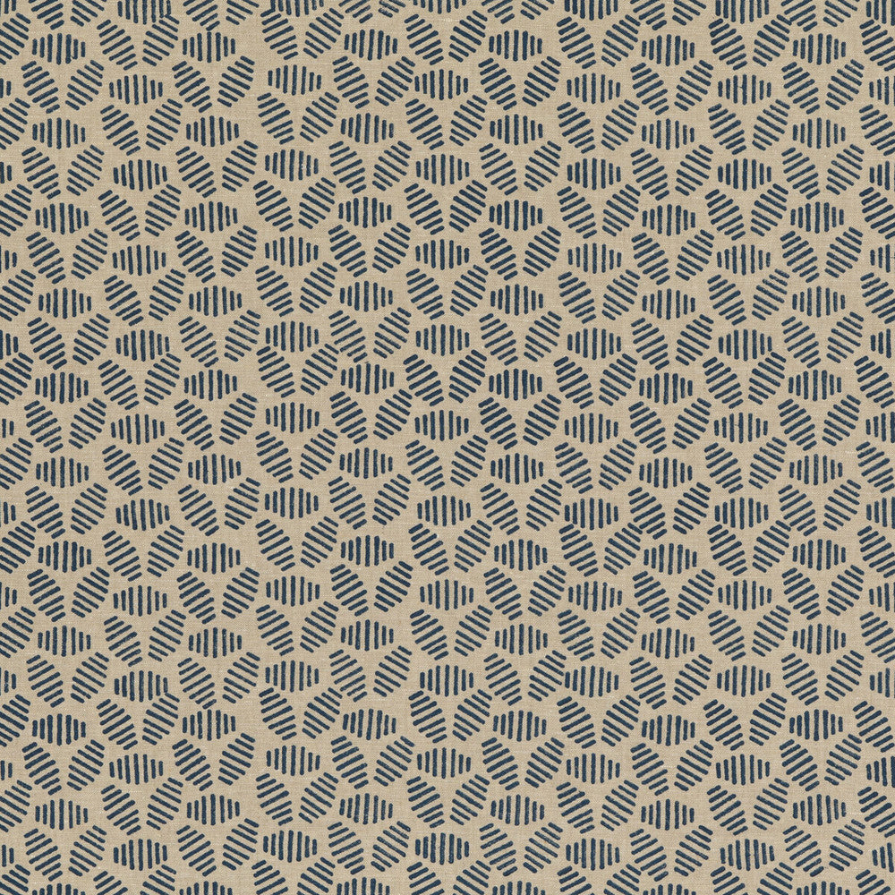 Bumble Bee Indigo by Baker Lifestyle Designer Fabric BLOCK PARTY LINEN - 100% India Horizontal: 4.728 and Vertical: 2.364 52.796 - Swanky Fabrics -