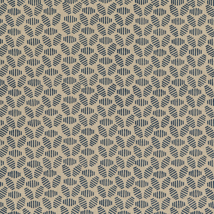 Bumble Bee Indigo by Baker Lifestyle Designer Fabric BLOCK PARTY LINEN - 100% India Horizontal: 4.728 and Vertical: 2.364 52.796 - Swanky Fabrics -