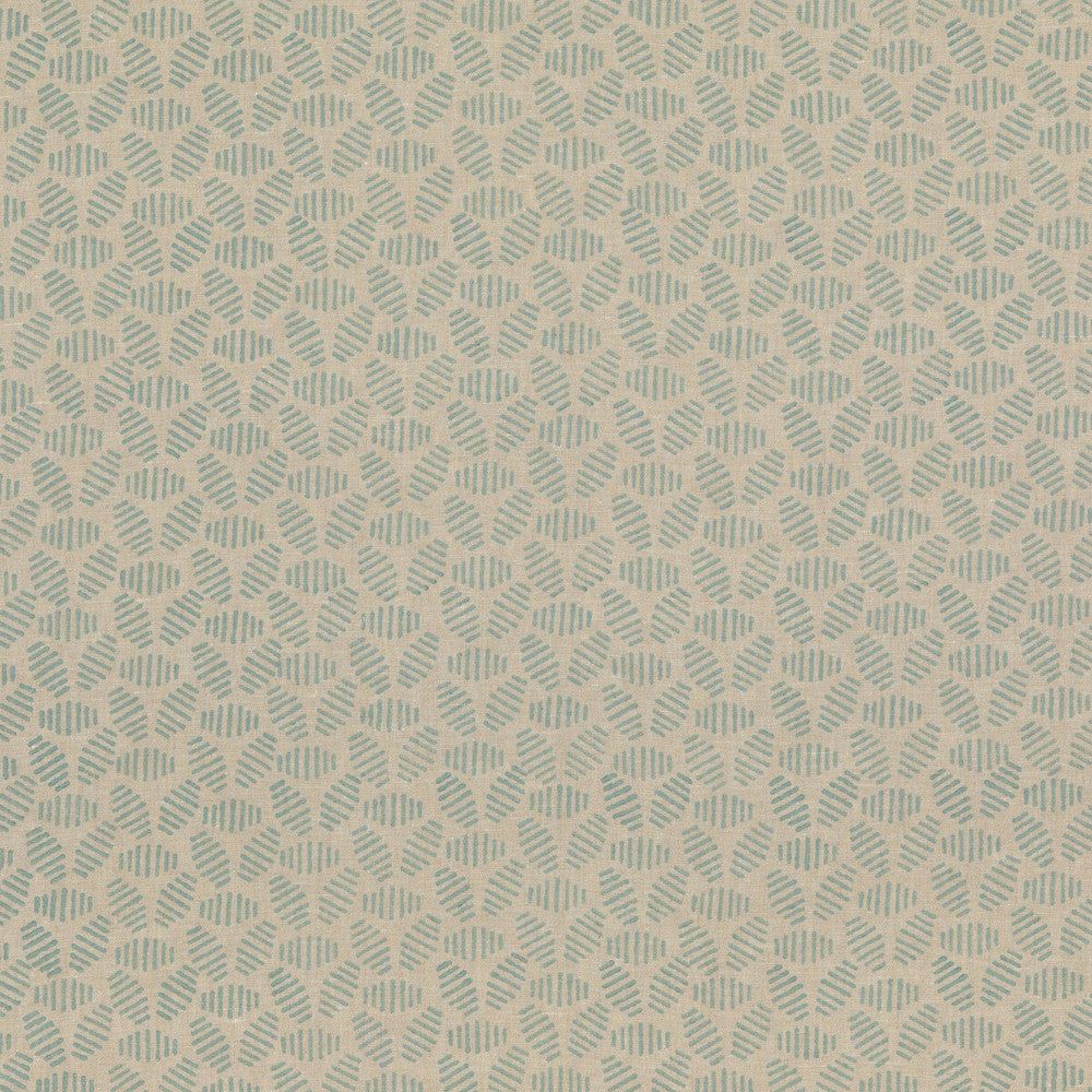 Bumble Bee Aqua by Baker Lifestyle Designer Fabric BLOCK PARTY LINEN - 100% India - Horizontal: 4.728 and Vertical: 2.364 52.796 - Swanky Fabrics -