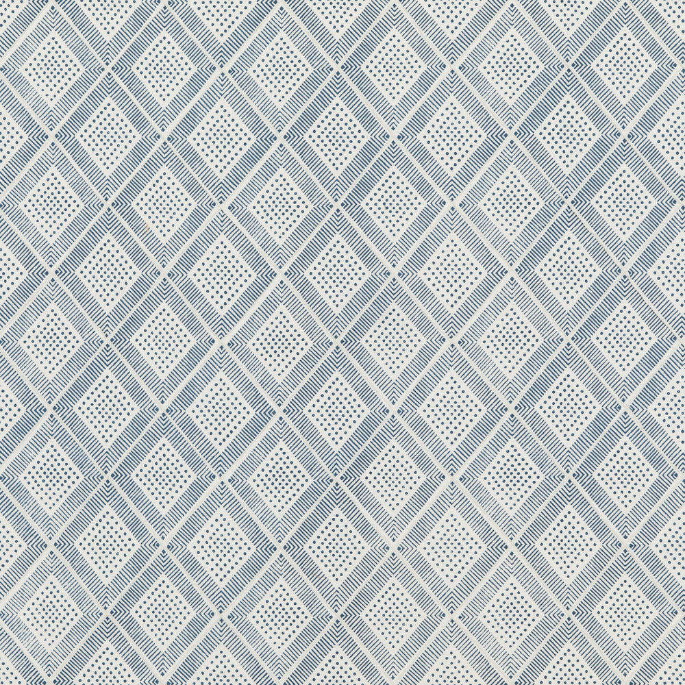 Block Trellis Indigo by Baker Lifestyle Designer Fabric BLOCK PARTY COTTON - 59%;LINEN - 41% India - Horizontal: 5.122 and Vertical: 5.91 52.796 - Swanky Fabrics -