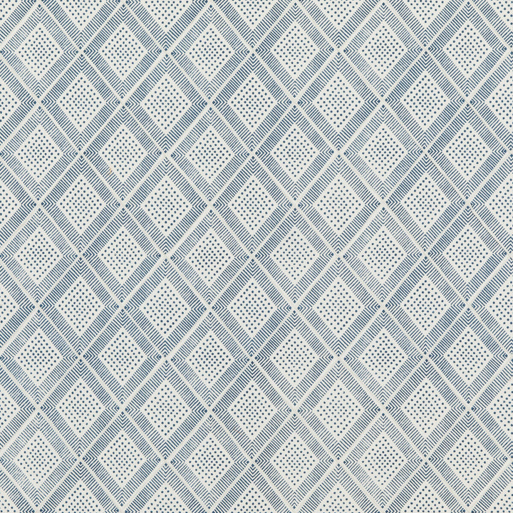 Block Trellis Indigo by Baker Lifestyle Designer Fabric BLOCK PARTY COTTON - 59%;LINEN - 41% India - Horizontal: 5.122 and Vertical: 5.91 52.796 - Swanky Fabrics -