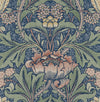 Seabrook Designs Wallpaper Acanthus Floral Prepasted Denim Blue & Salmon PR10002