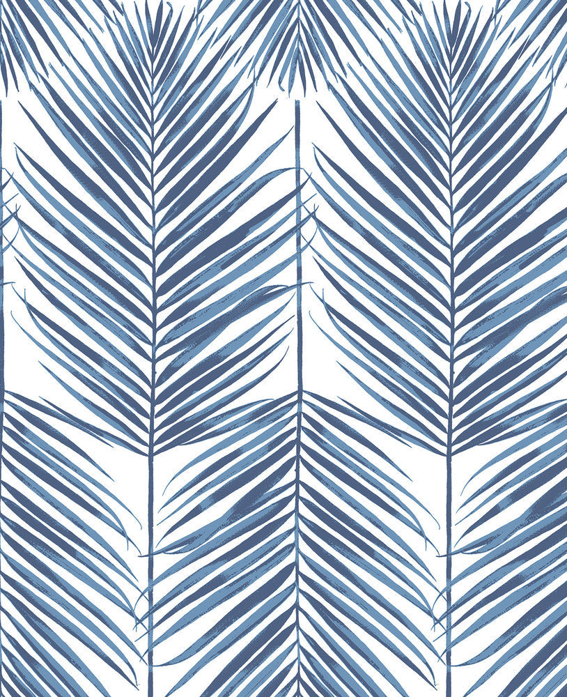 Paradise Palm Prepasted Coastal Blue PR10702 by Seabrook Designs Designer Wallpaper