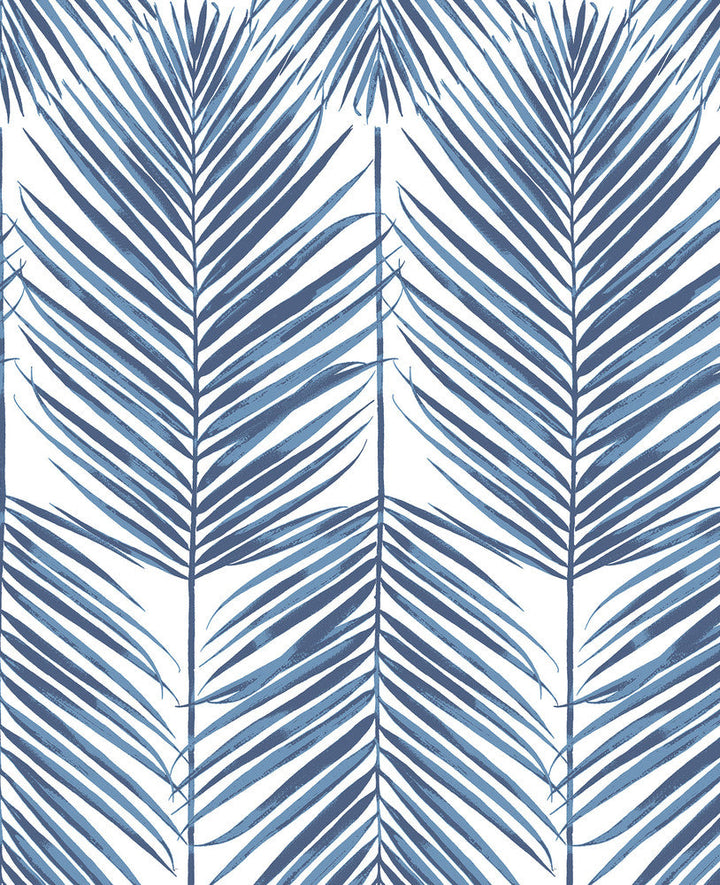 Paradise Palm Prepasted Coastal Blue PR10702 by Seabrook Designs Designer Wallpaper