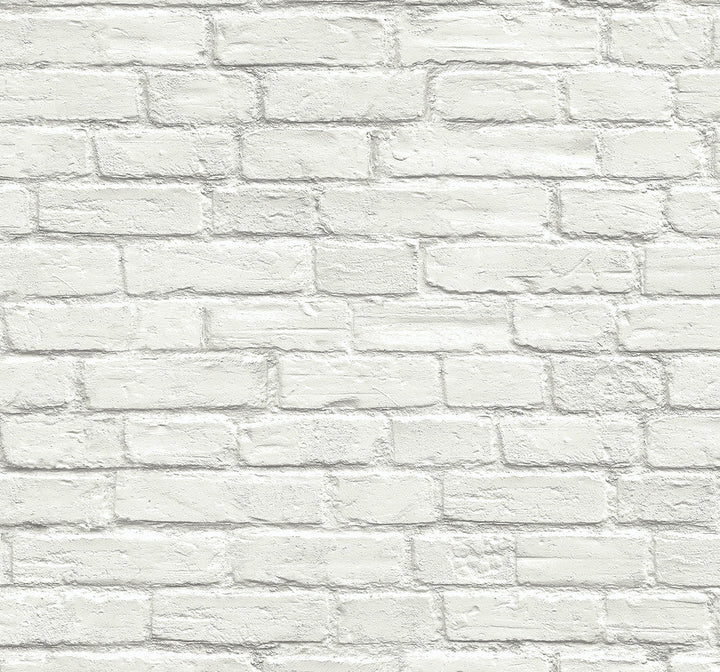 Industrial Faux Brick Prepasted Off-White PR10800 by Seabrook Designs Designer Wallpaper