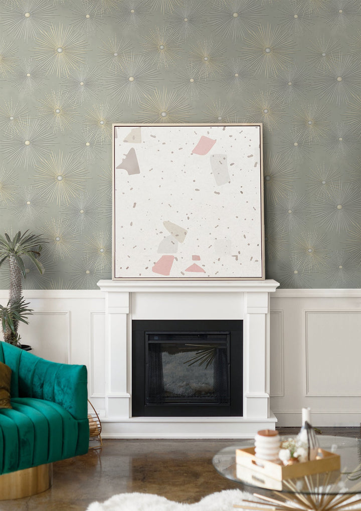 Starburst Geo Prepasted Smoke PR11005 by Seabrook Designs Designer Wallpaper
