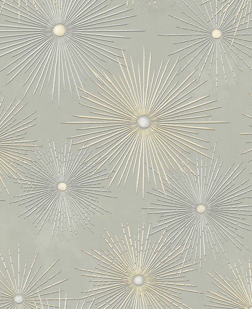 Starburst Geo Prepasted Smoke PR11005 by Seabrook Designs Designer Wallpaper
