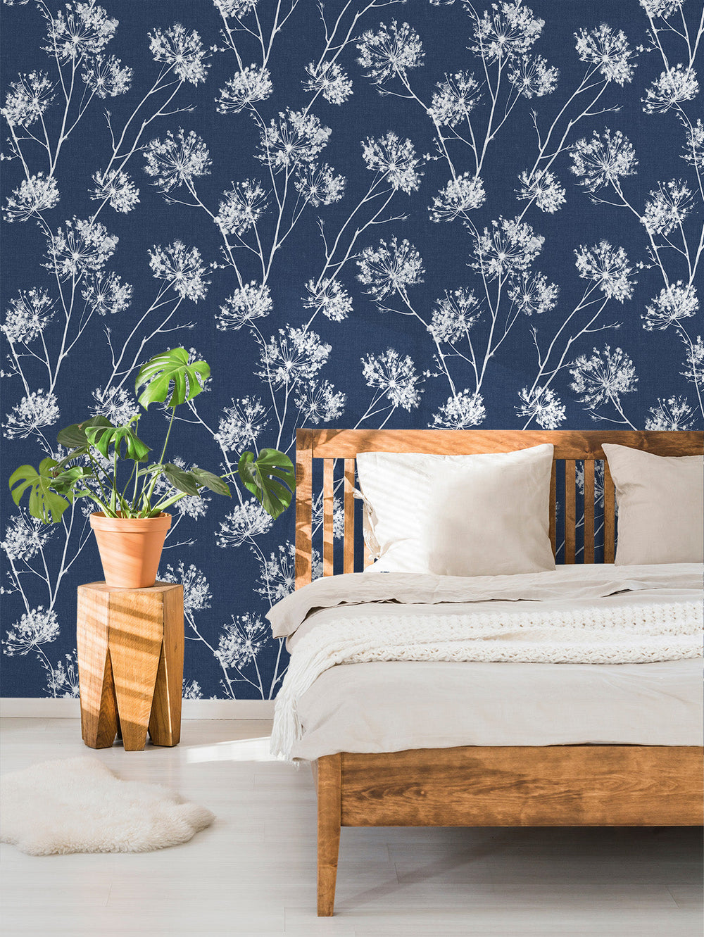 One O'Clock Prepasted Denim Blue PR11102 by Seabrook Designs Designer Wallpaper