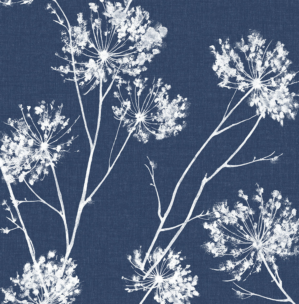 One O'Clock Prepasted Denim Blue PR11102 by Seabrook Designs Designer Wallpaper