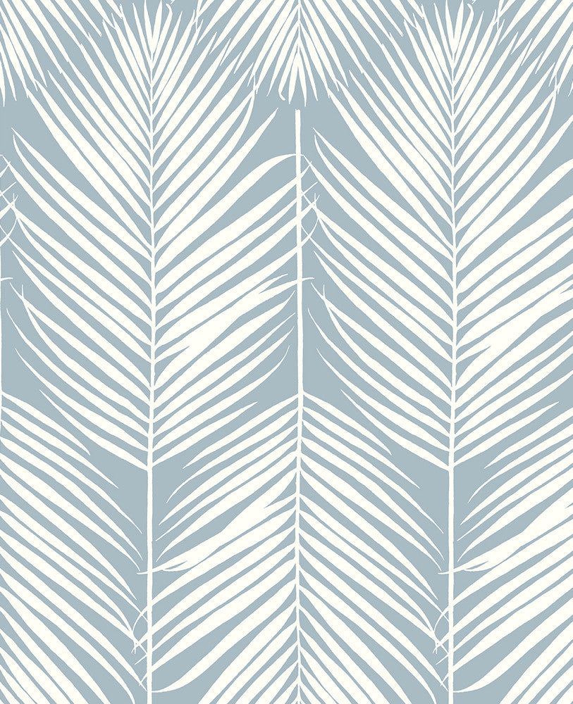 Palm Silhouette Prepasted Light Blue PR11402 by Seabrook Designs Designer Wallpaper