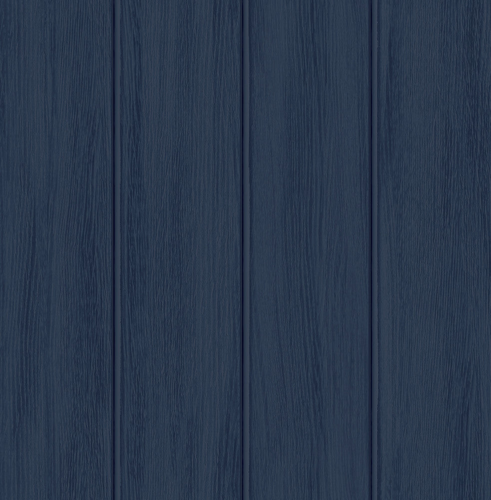 Faux Wood Panel Prepasted Naval Blue PR11602 by Seabrook Designs Designer Wallpaper