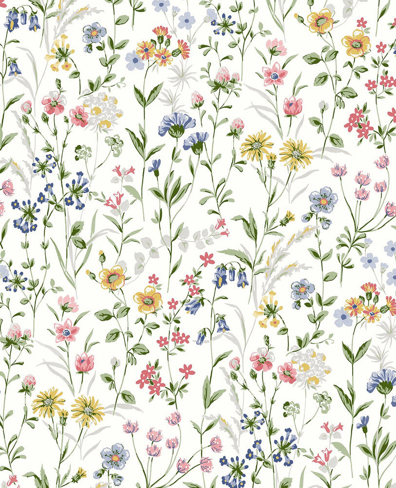 Wildflowers Prepasted Multicolored PR11901 by Seabrook Designs Designer Wallpaper