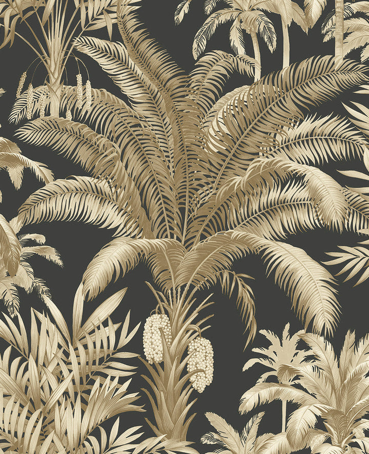 Tropical Palm Beach Prepasted Ironwork & Taupe PR12100 by Seabrook Designs Designer Wallpaper