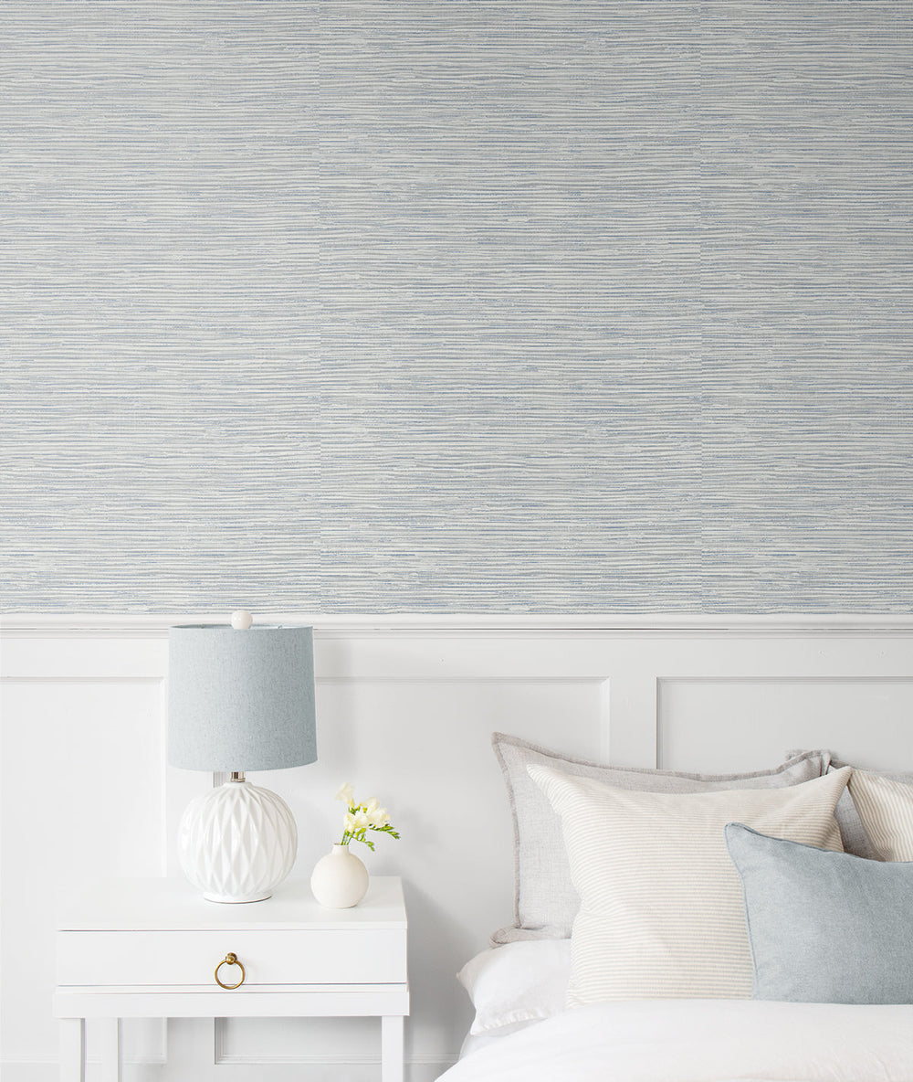 Southport Faux Grasscloth Prepasted Dove Grey & Bluestone PR12308 by Seabrook Designs Designer Wallpaper