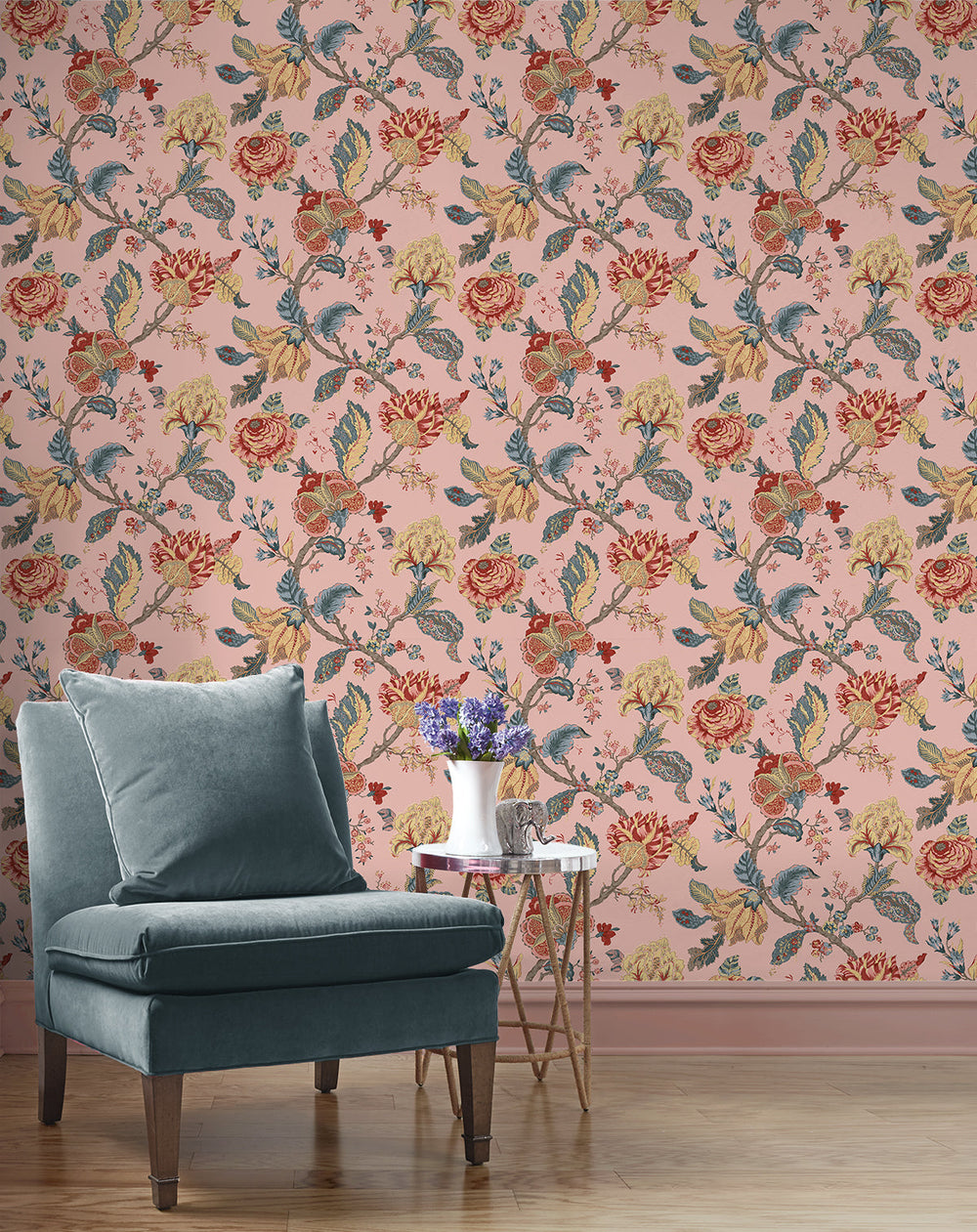 Lana Jacobean Blush PR12501 by Seabrook Designs Designer Wallpaper